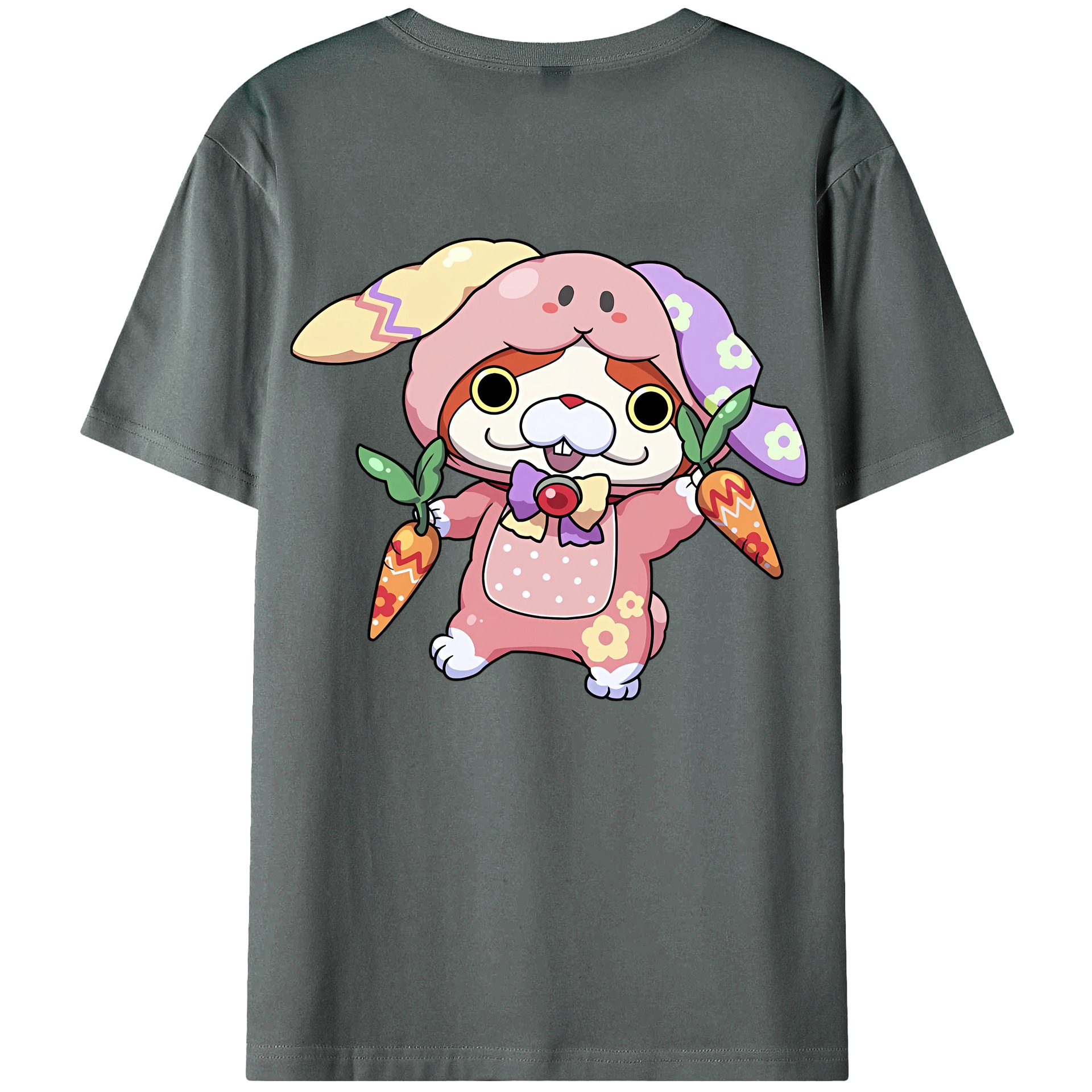 （画像用） 妖怪ウォッチ Yo-kai Watch 綿100％ メンズ半袖Tシャツ（バックプリント） 通気性